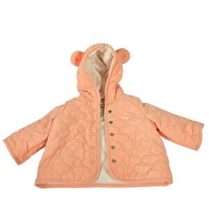 First Impression Pink Peach Quilted Hooded Outwear with Bear Ears Size 3-6 month